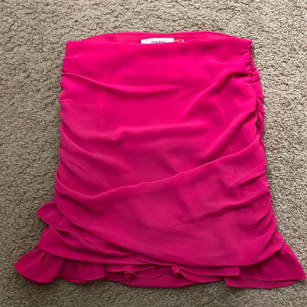 PLT Fuchsia Hot Pink Mini Ruffle Skirt